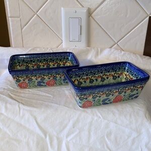 Like new unikat BOLESLAWIEC Polish hand painted mini loaf pans